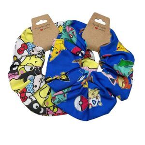 Scrunchies 2-Pack Handmade Pokémon & Hello Kitty